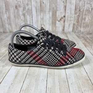 Woolrich Houndstooth Sneakers Casual Shoes Red‎ Black Plaid Women's 7.5